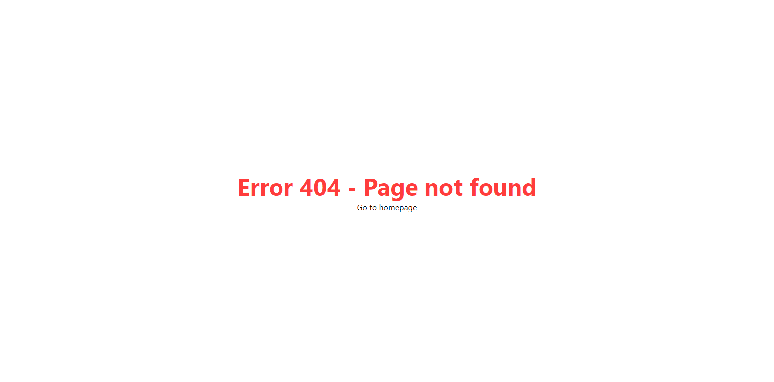 Screenshot of the page not found page.