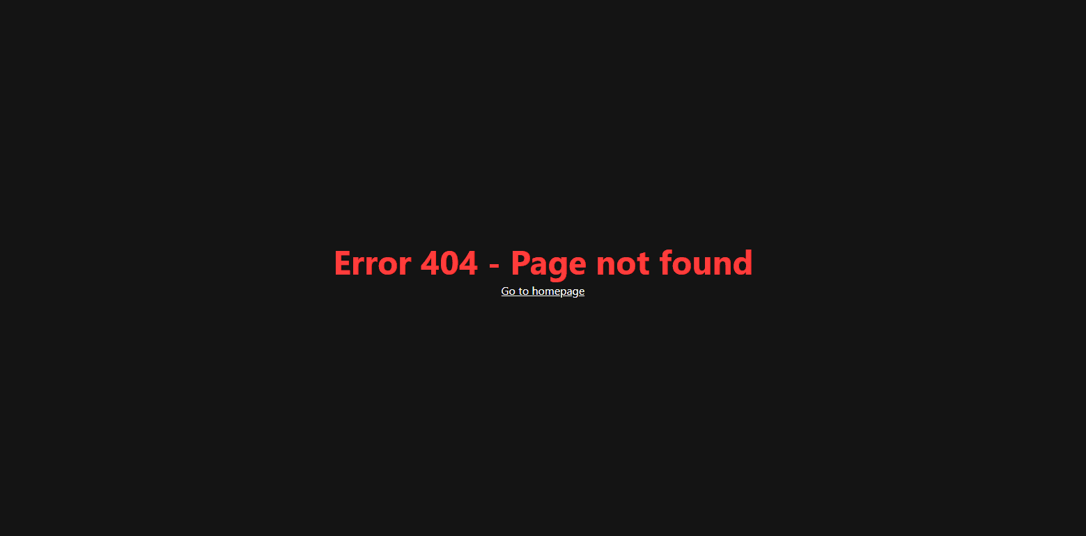 Screenshot of the page not found page.