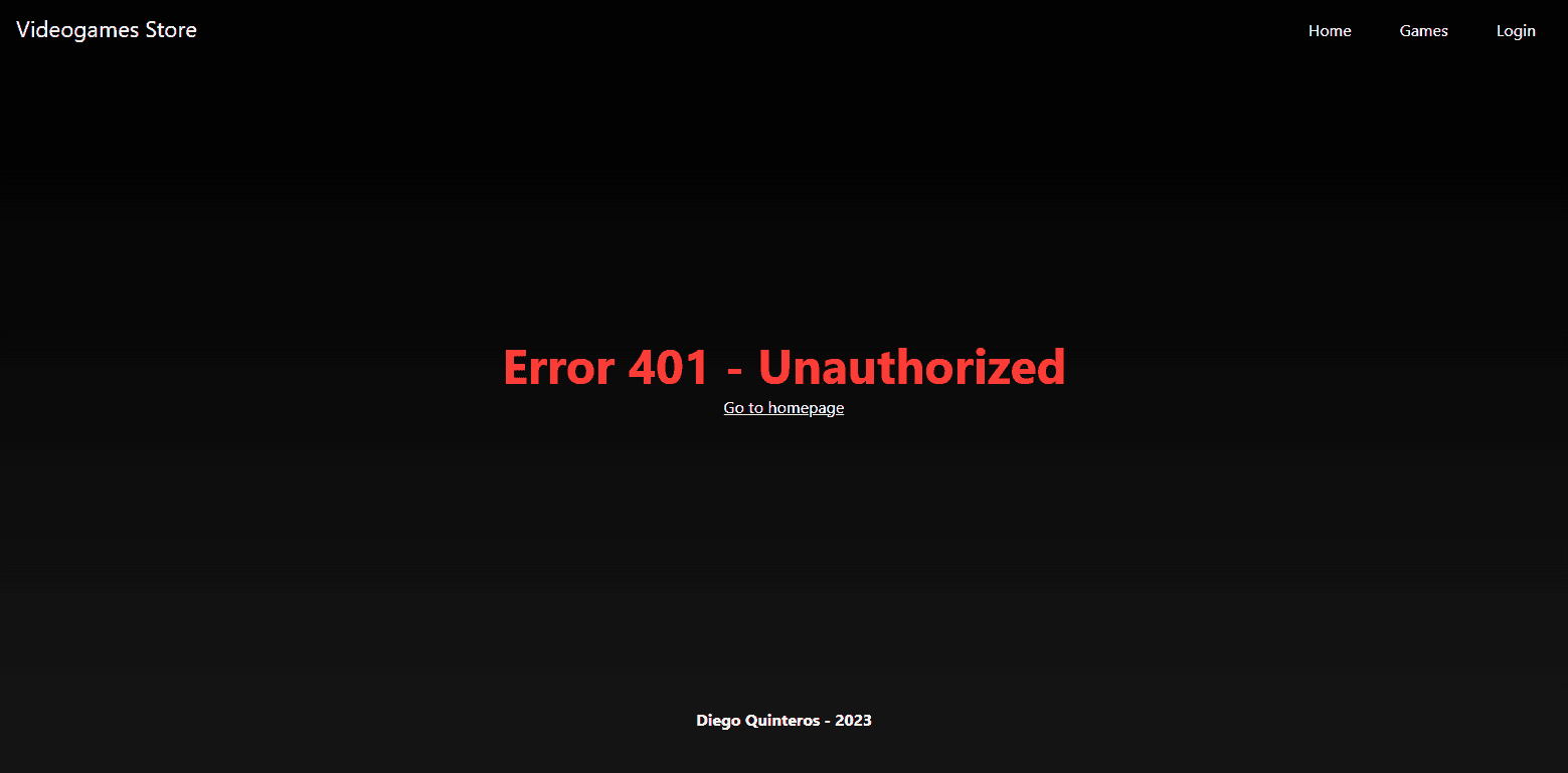 Screenshot of the unauthorized page.