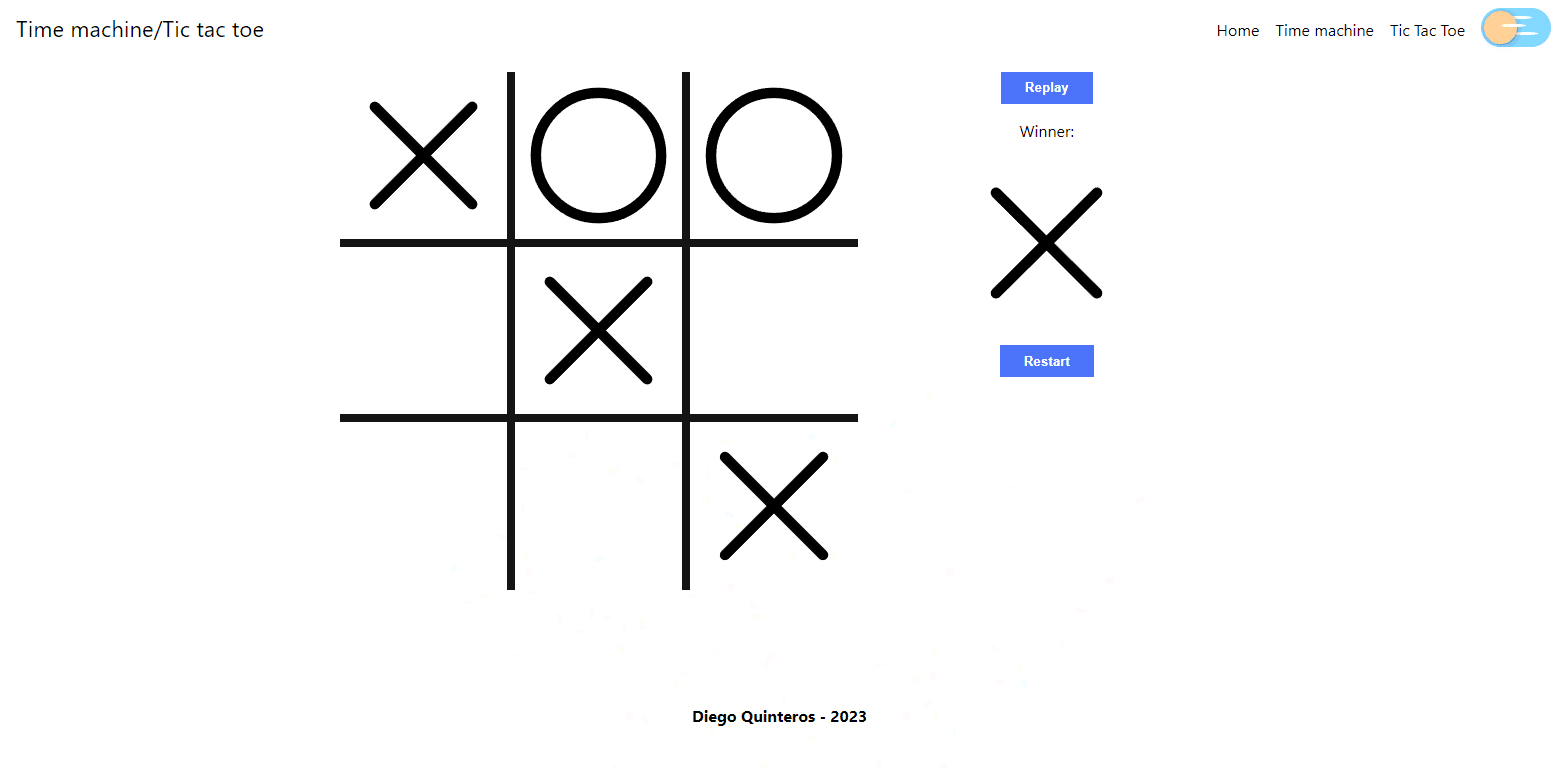 Screenshot of the tic tac toe page.